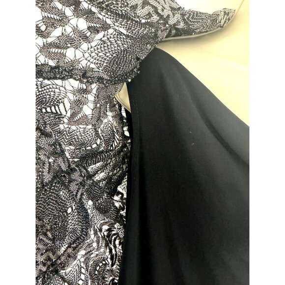 Black Silver Crocheted 1-Piece Jacket Dress Size 18W 2X Mother‎ Bride Groom Plus - Picture 2 of 9